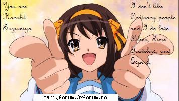 test suzumiya haruhi personaj esti? mie mia iesit asta