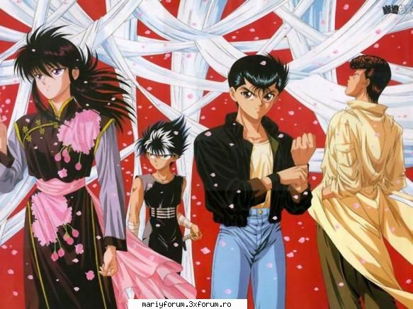 poze faine - hiei , yusuke , kuwabara si kurama cu parul negru - Yu Yu Hakuso
